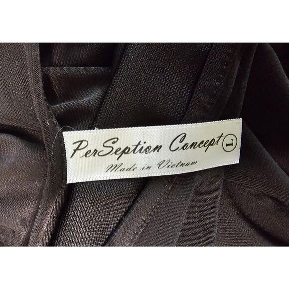 PerSeption Concept Black Blouse Cutout Sleeves Sz L - Picture 8 of 9